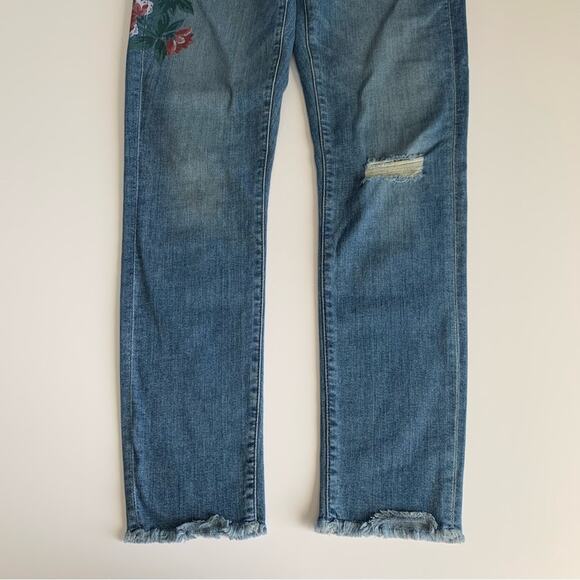 Loft Painted Floral Modern Skinny Frayed Hemline Jeans Size 2 / 26 - Picture 7 of 11